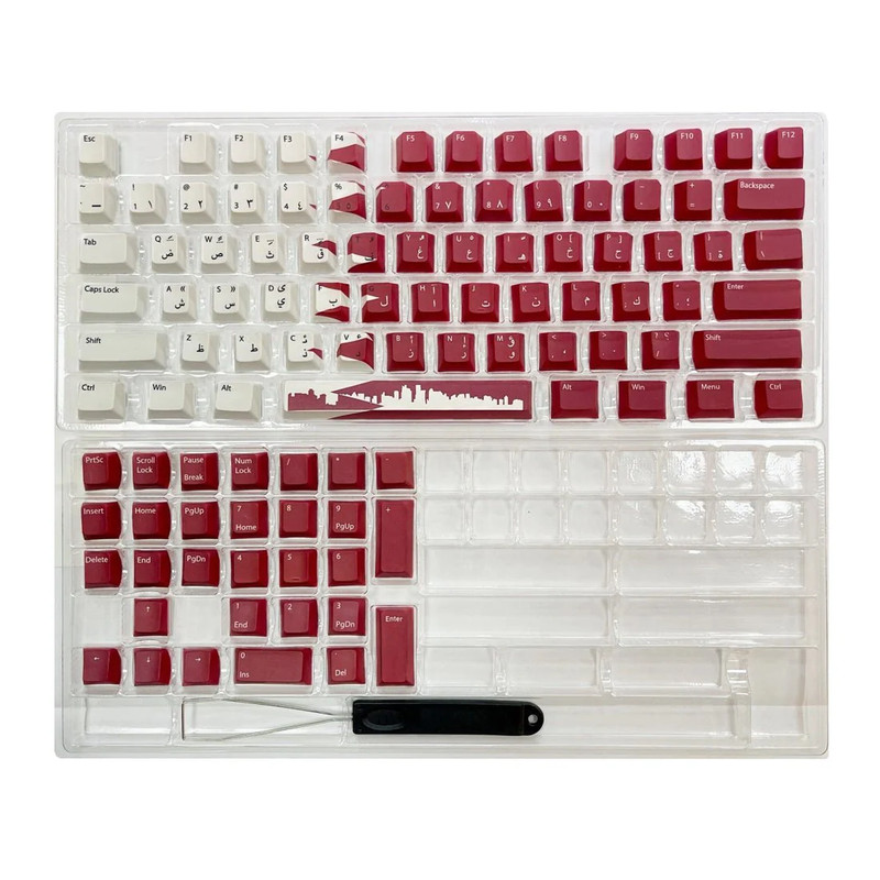 Glitchh PBT Double Shot 108 Keycaps for Mechanical Keyboard - Cherry MX/Qatar Flag - أكسسوار لوحة مفاتيح
